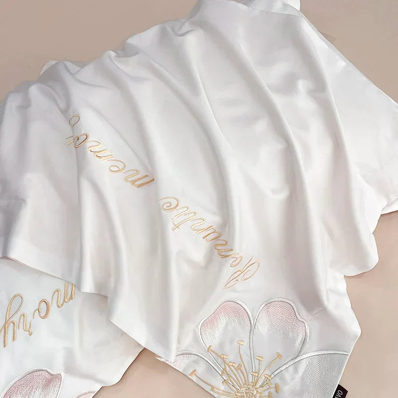 DecorBites™ Embroidered Flowers Butterfly Bedding Set - 4Pcs