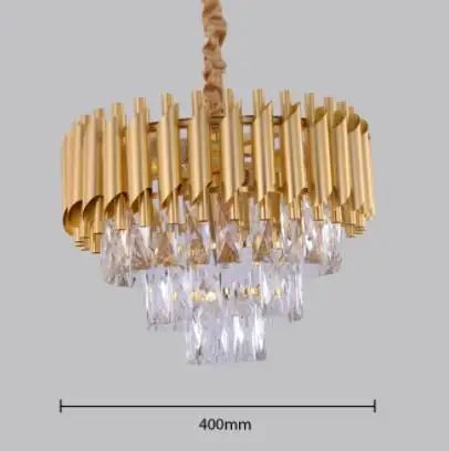DecorBites™ Black Gold Metal LED Chandelier Living Room Dining Modern Lustre Crystal Hanging Lamp