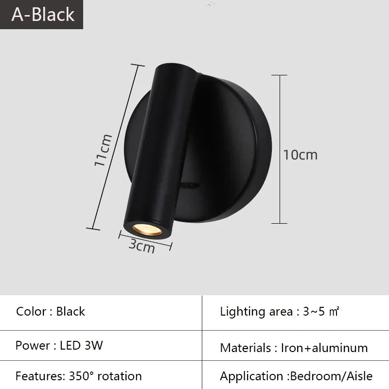 DecorBites™ Bedroom Wall Lamp Surface Spotlight Indoor Reading Sconce Lights
