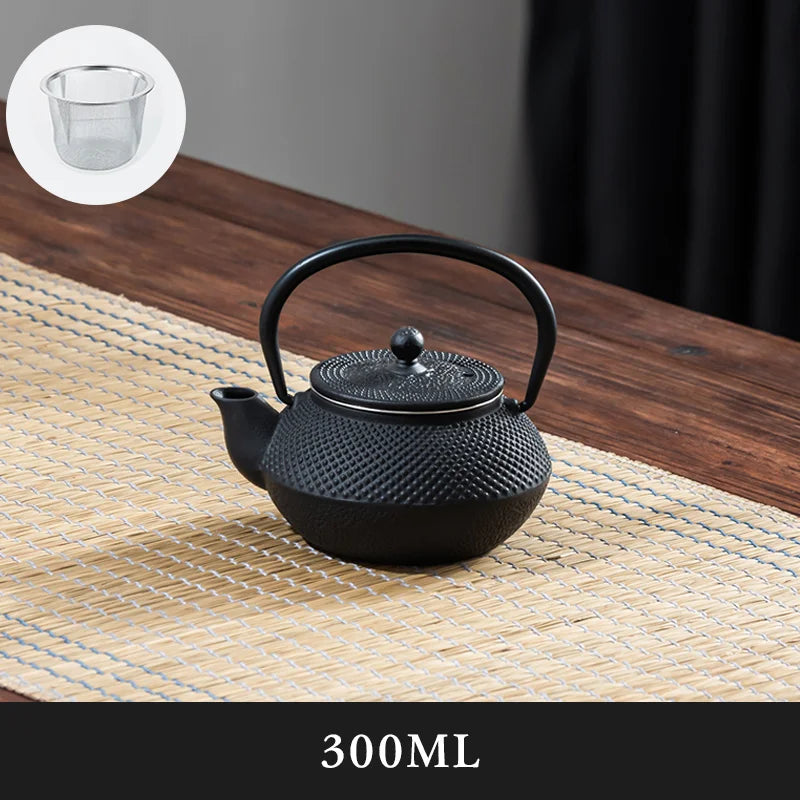 DecorBites™ Cast Iron Tea Pot with Stainless Steel Infuser for Oolong, Kung Fu, Puer Tea