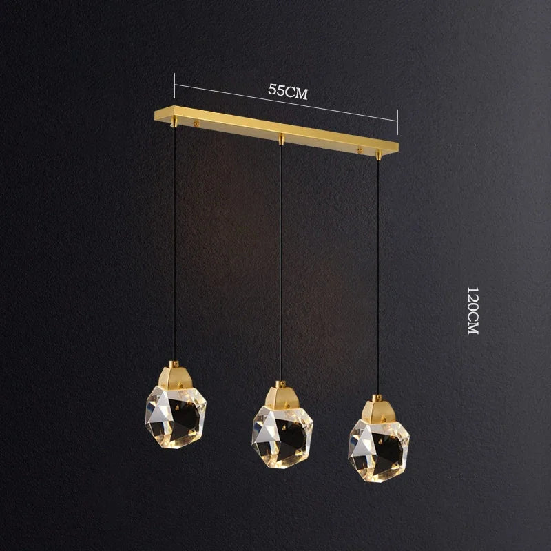 DecorBites™ Diamond Crystal Chandelier: Luxury Gold LED Lighting for Staircase & Living Room