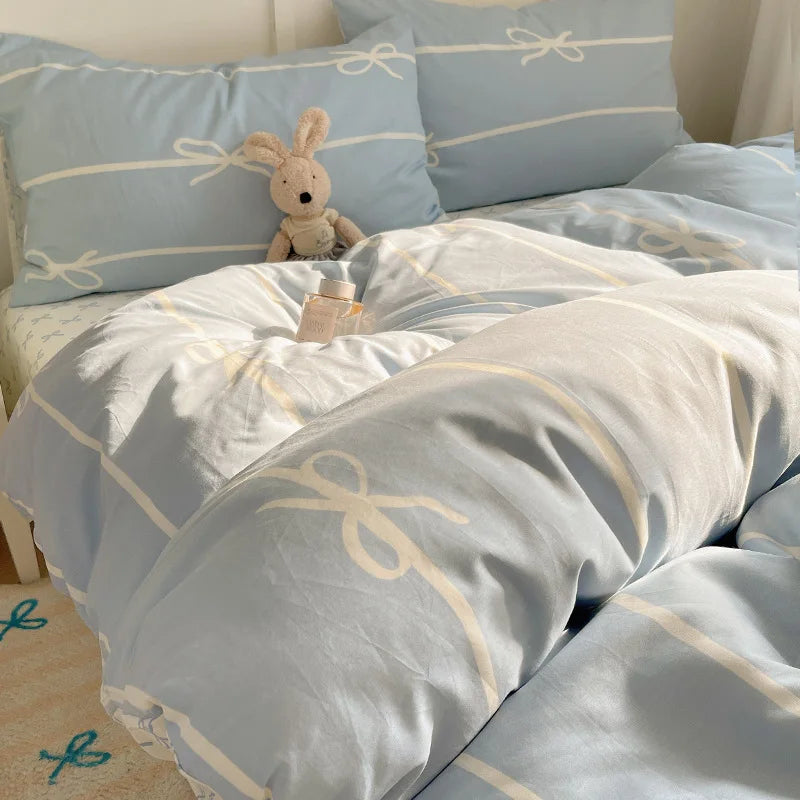 DecorBites™ Cartoon Pattern 100% Cotton Bedding Set - Single Double Size Soft Fitted Sheet, Cozy & Breathable