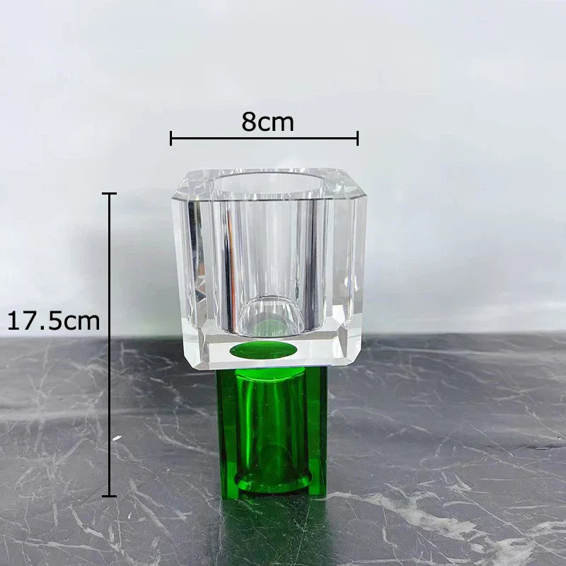 DecorBites™ Geometric Square Glass Vase Artificial Flowers Modern Floral Arrangement