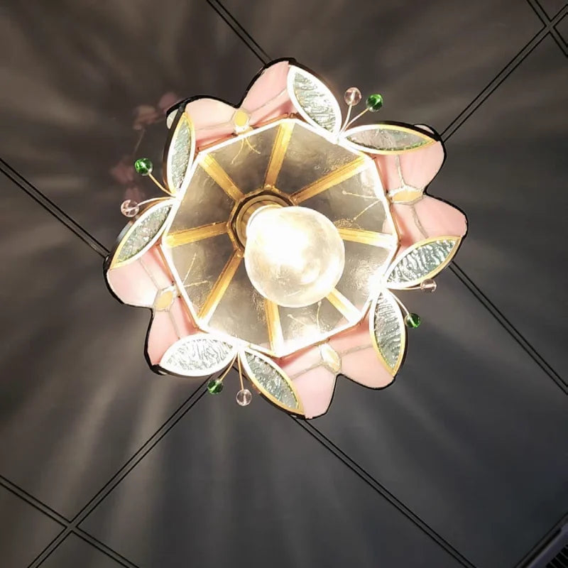 DecorBites™ Butterfly Glass Flower LED Pendant Lamp – Tiffany Style Adjustable Hanging Lamp