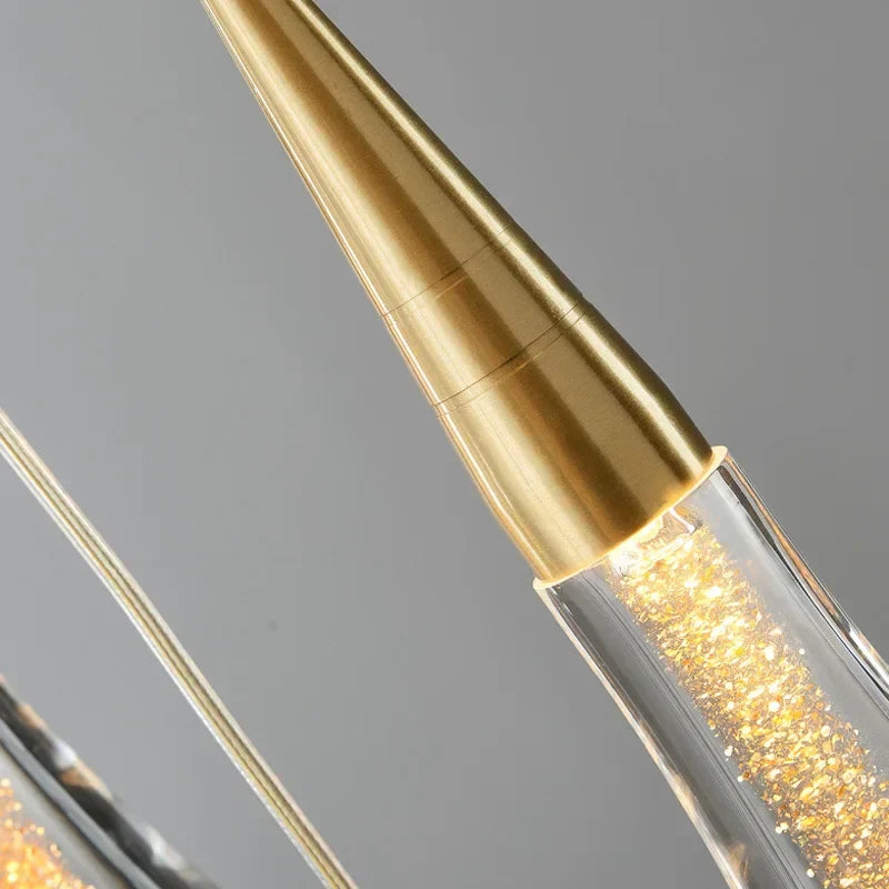 DecorBites™ Gold Crystal Chandelier: Elegant Staircase LED Lighting Fixture for Villa Lobby