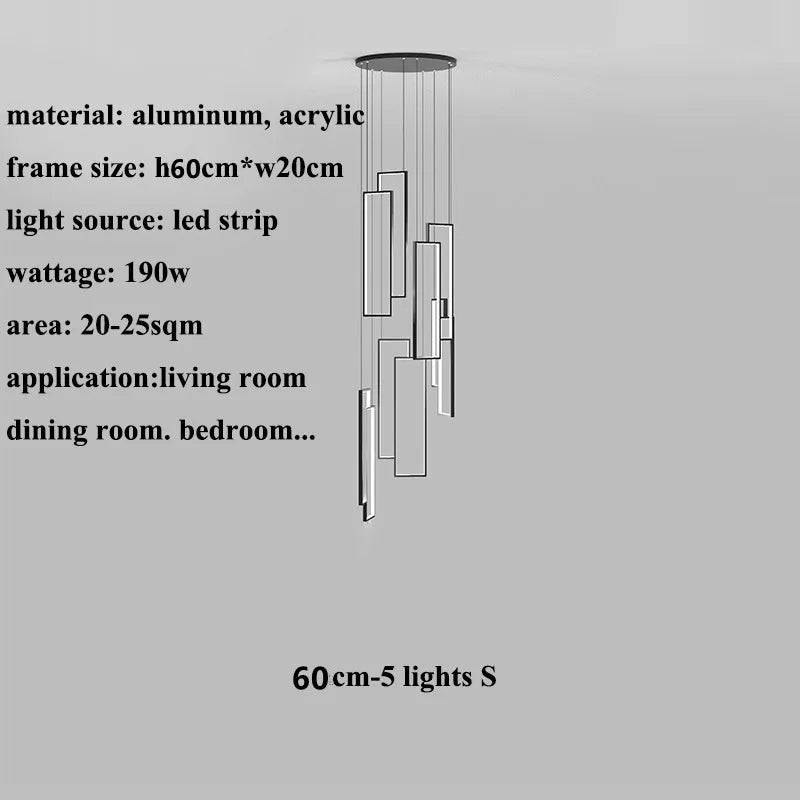DecorBites™ LED Geometry Stair Chandelier - Luxury Nordic Villa Pendant Fixture for Modern Living