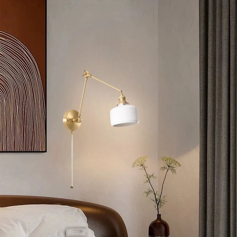 DecorBites™ Ceramic LED Wall Lamp, Pull Chain Switch, Nordic Copper, Small Size