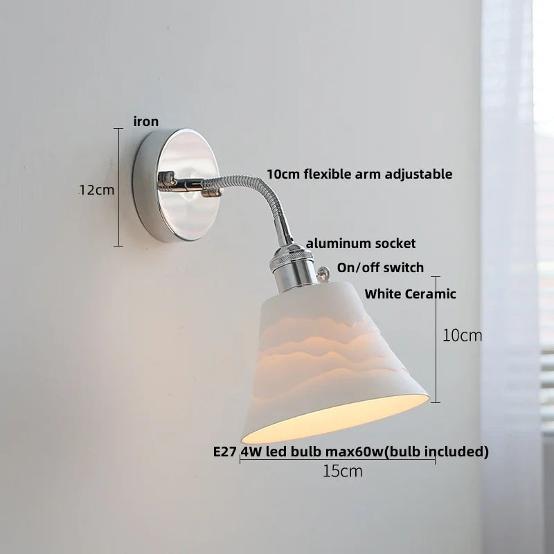 DecorBites™ Adjustable Arm LED Wall Light Fixture with Pull Chain Switch, White Glass