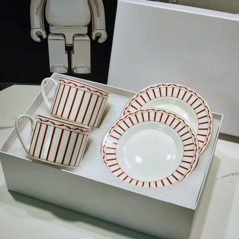 DecorBites™ Bone China Coffee and Tea Cup Set with Saucer, Teaware, Dessert Dish