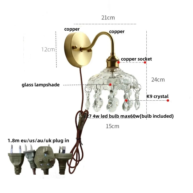 DecorBites™ Conch Copper LED Wall Light Fixture with Pull Chain Switch