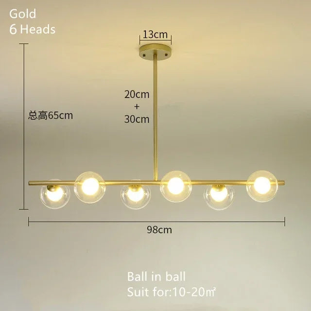 DecorBites™ Glass Ball Chandelier - Modern LED Pendant Lamp for Home Decor