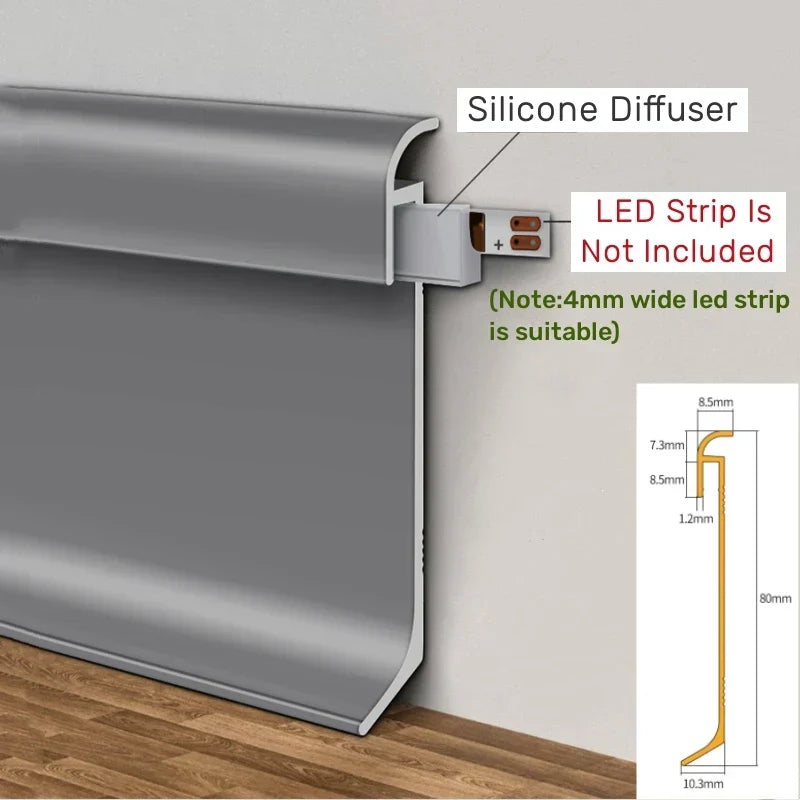 DecorBites™ LED Skirting Line Aluminum Profiles Baseboard Corner Wall Decor - Stair Bar Strip Light