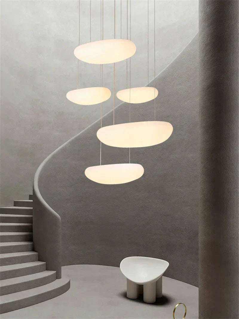 DecorBites™ LED Pebble Pendant Light: Stylish White Chandelier for Living Room, Bedroom, and Restaurant Décor.