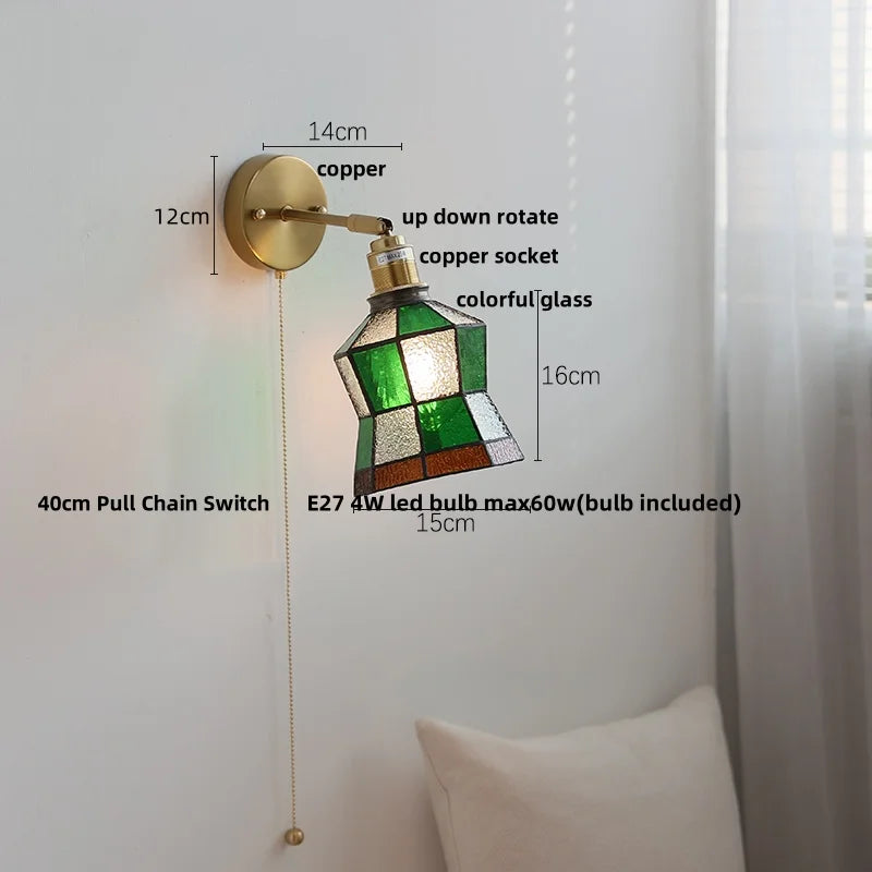DecorBites™ Copper Butterfly Glass Wall Light Fixture Up Down Rotate LED Bedside Lamp