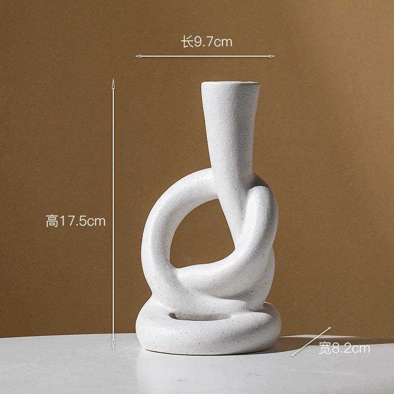 DecorBites™ Ceramic Knot Candle Stand Geometric Home Decor Hollow Candlestick