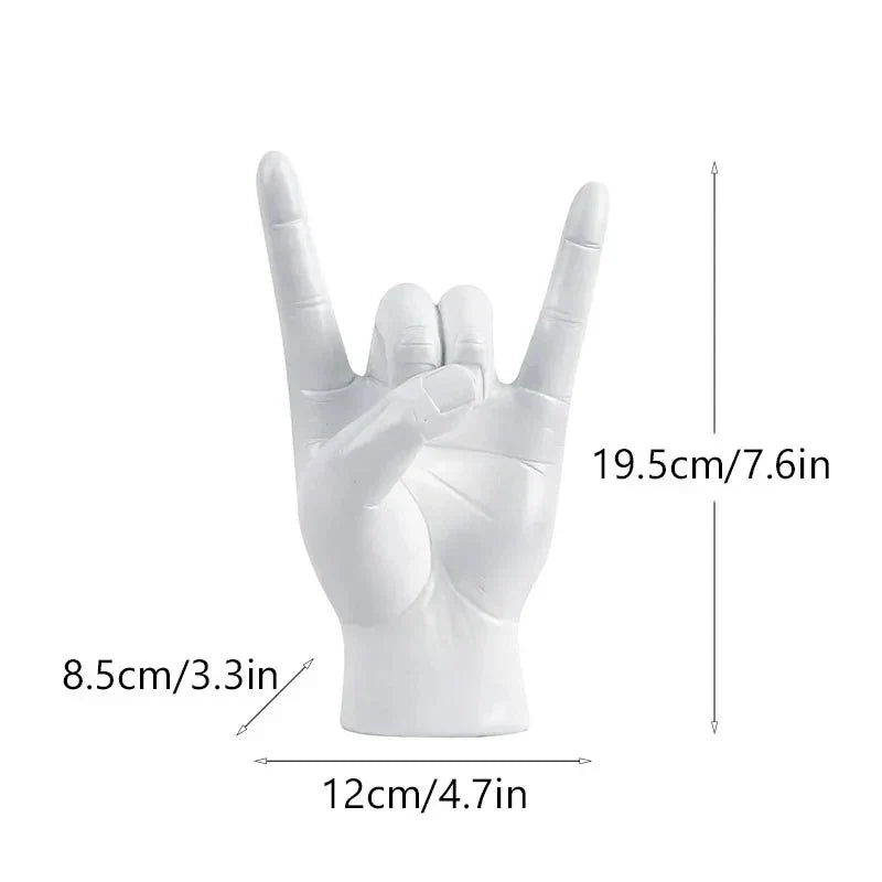 DecorBites™ Gold Rock Hand Gesture Sculpture Figurine for Chic Home Decor