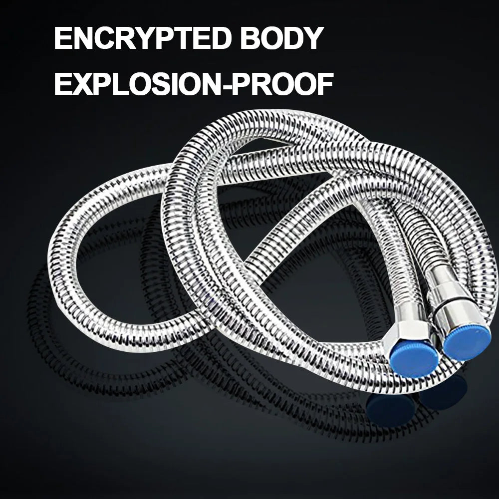 DecorBites™ 3m Silver Stainless Steel Shower Hose for Common Faucet - Bathroom Accessory