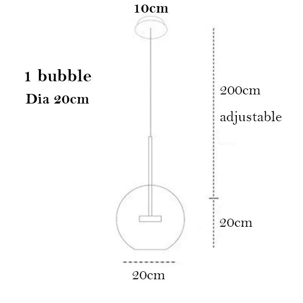 DecorBites™ Bubble Ball Pendant Light: Golden Iron Glass Lamp for Kitchen Island, LED Fixtures