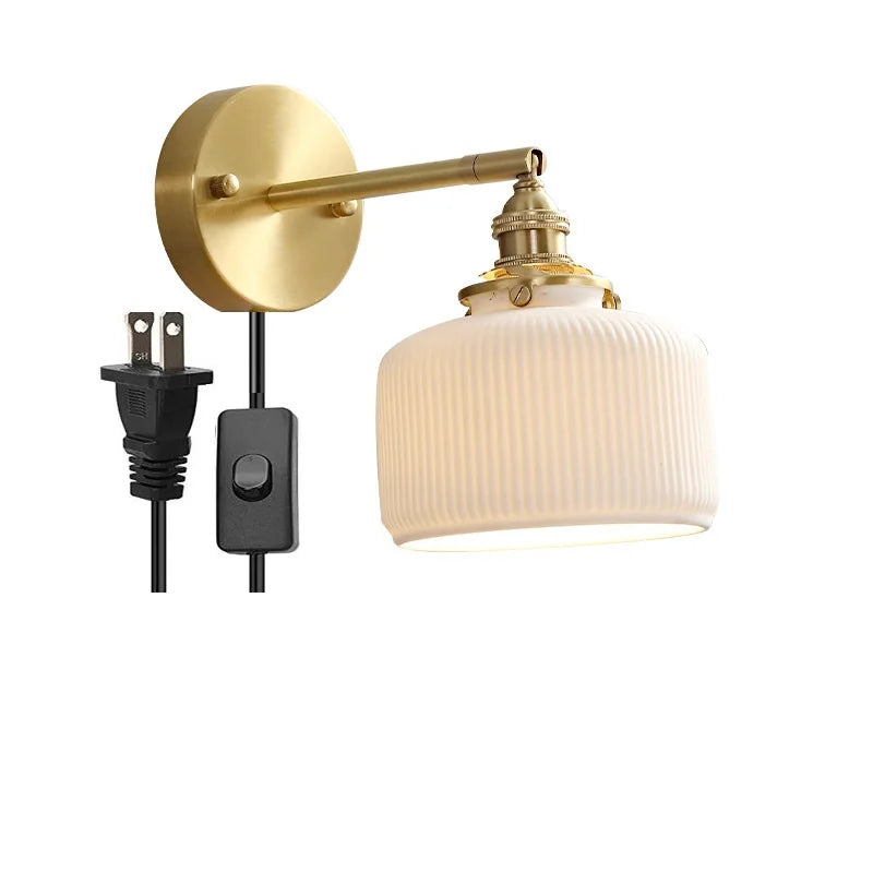 DecorBites™ Ceramic LED Wall Lamp Pull Chain Bedroom Bathroom Mirror Light