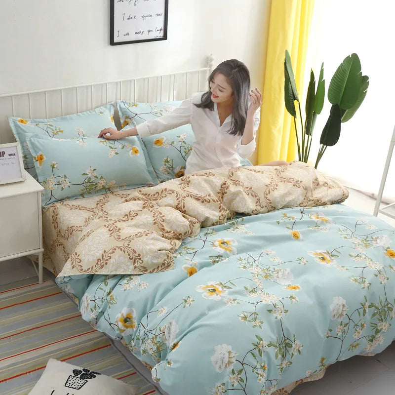 DecorBites™ Lattice Plant Geometric Pattern Bedding Set with Sheet Pillows
