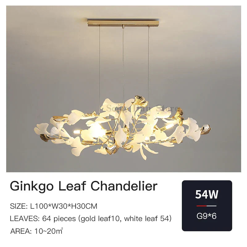 DecorBites™ Ginkgo Leaf Chandelier: Elegant Nordic Art Luxury for Dining Room, Bedroom, Living Room