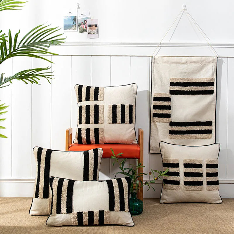 DecorBites™ Boho Geometric Tufted Cushion Cover with Fringe - 45X45/30X50CM