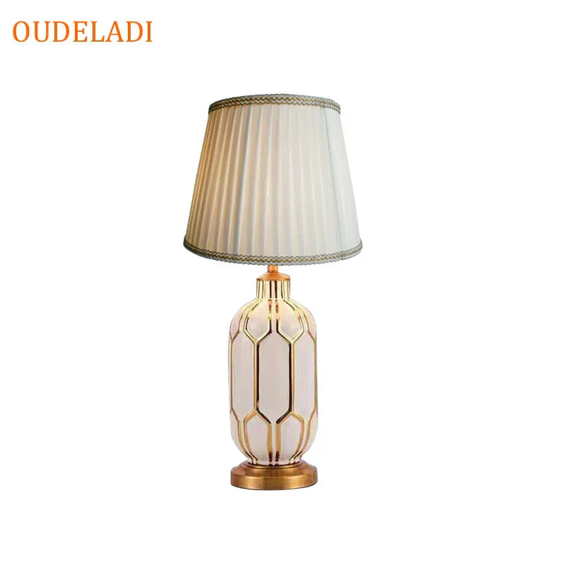 DecorBites™ Blue Ceramic Table Lamp | Post Modern American Style | Bedroom Living Room Lighting