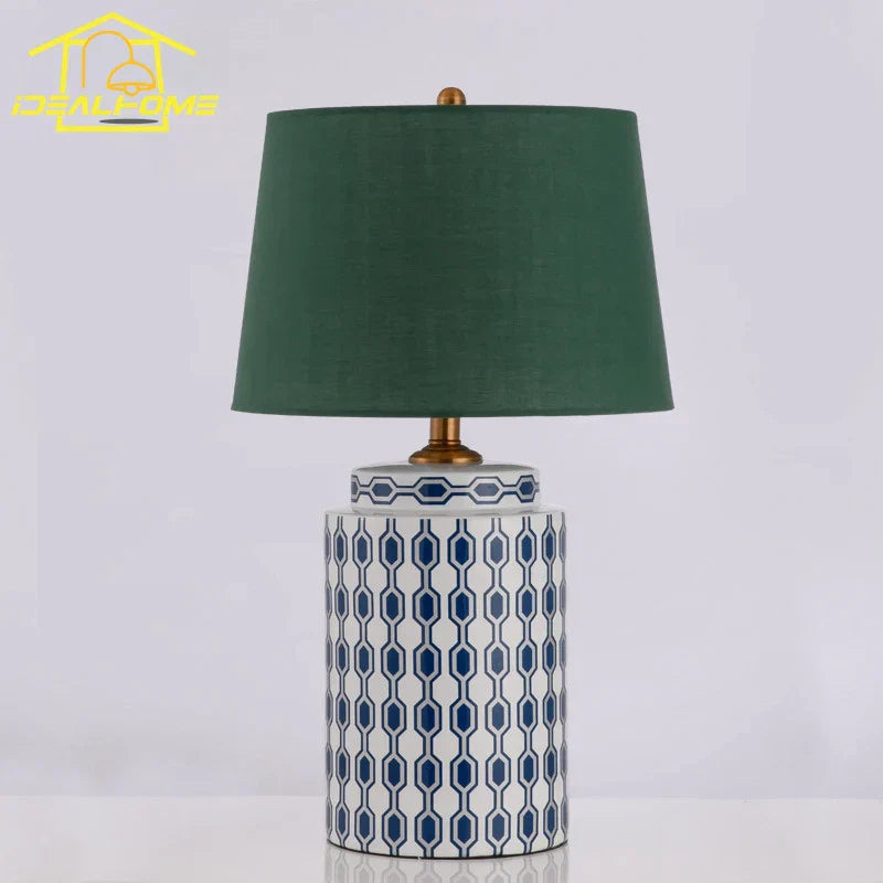 DecorBites™ Blue/Orange Ceramic Table Lamp LED E27 Modern Minimalist Desk Light