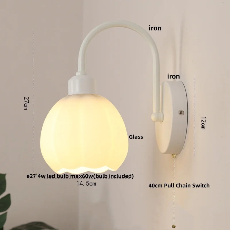 DecorBites™ LED Glass Wall Sconce Pull Chain Switch Modern Stair Light Fixtures