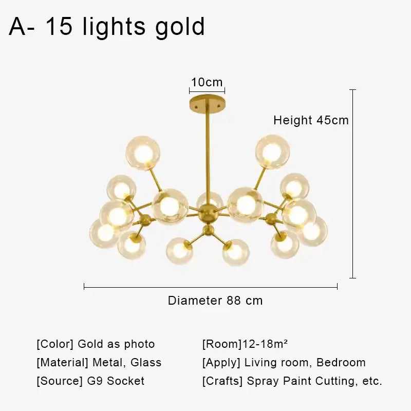 DecorBites™ Glass Ball Pendant Chandelier for Living Room Bedroom Dining Room