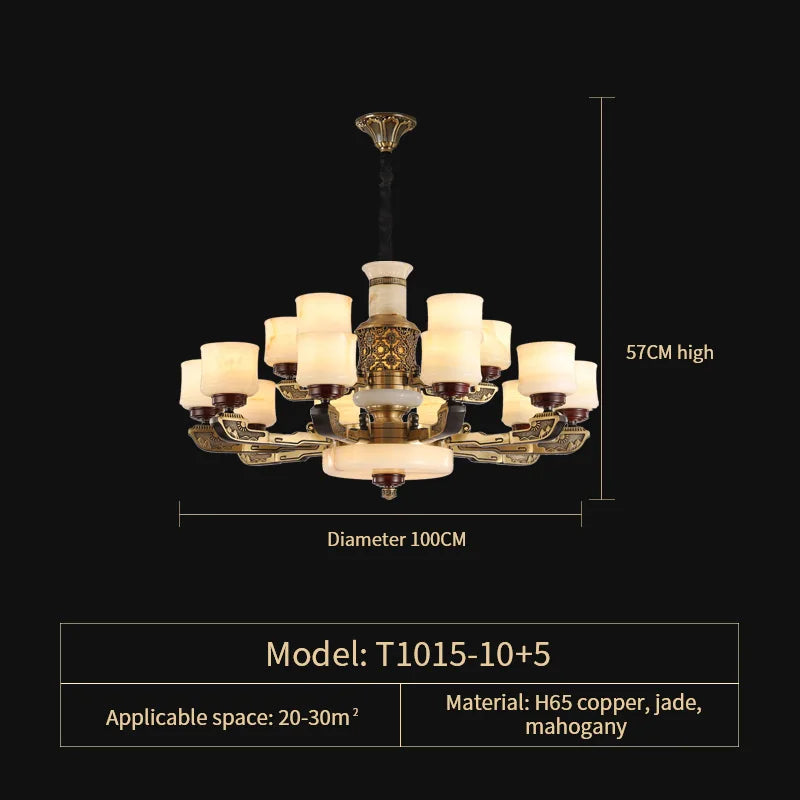 DecorBites™ All Copper Marble Jade Chandelier: Luxury Living Room Hall Bedroom Lighting