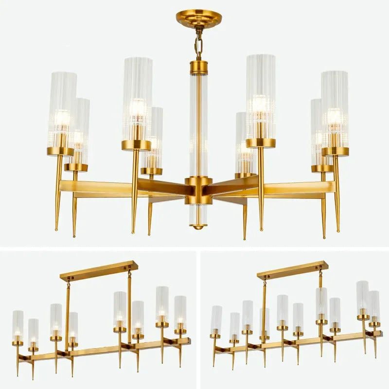 DecorBites™ Gold Metal Glass LED Pendant Lights Chain Hanging Lamp