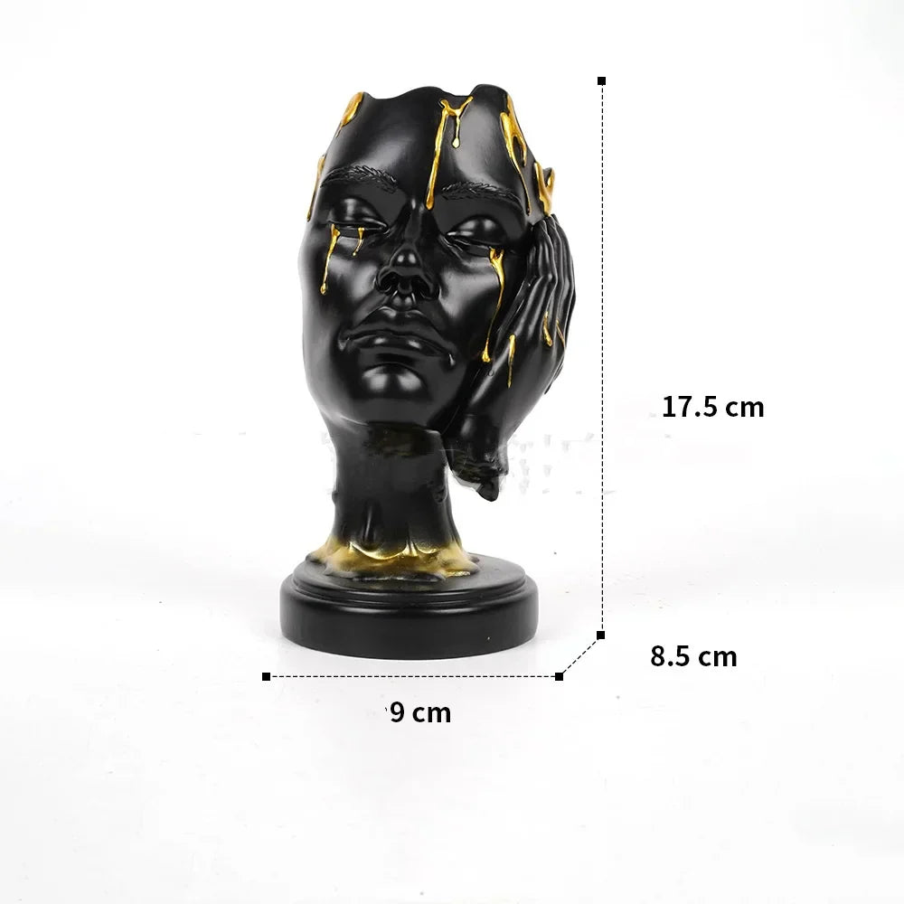 DecorBites™ Abstract Face Mask Silence Gold Resin Statue Home Decor Figurine