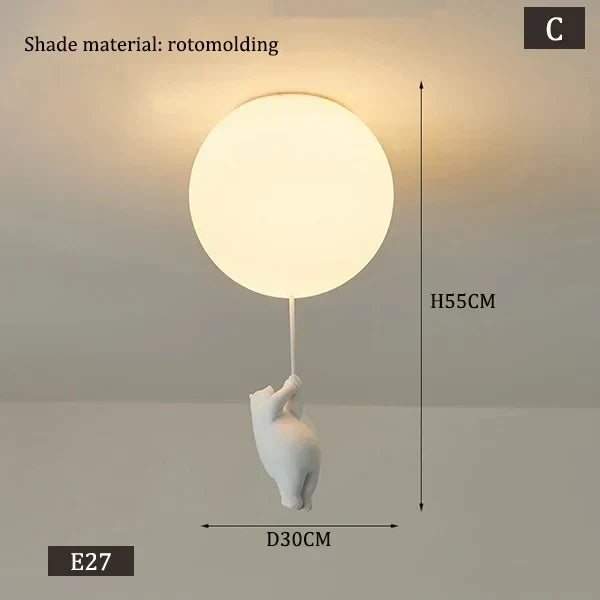 DecorBites™ Kids Bear LED Ceiling Light - Designer Bedroom Pendant Lamp