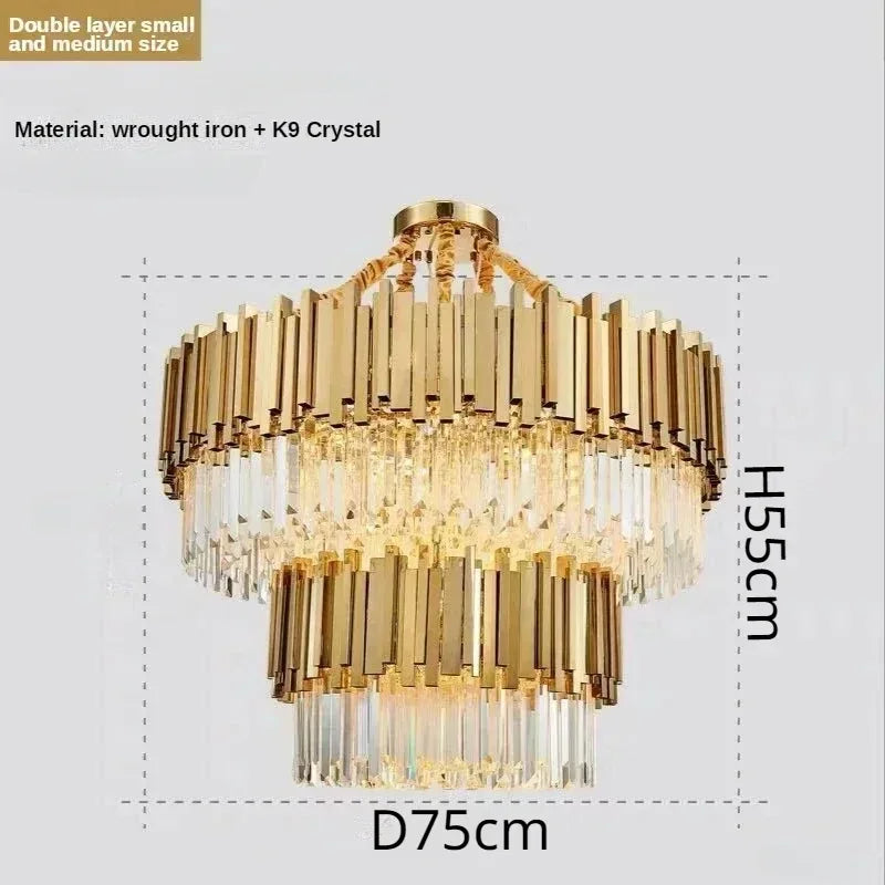 DecorBites™ Crystal Art LED Ceiling Chandelier: Luxury Living Room Round Lamp