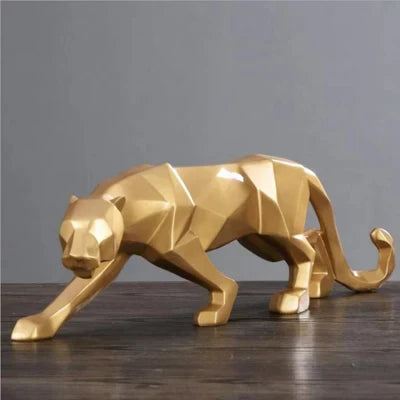 DecorBites™ Leopard Geometric Resin Statue - Modern Wildlife Panther Sculpture for Home Office