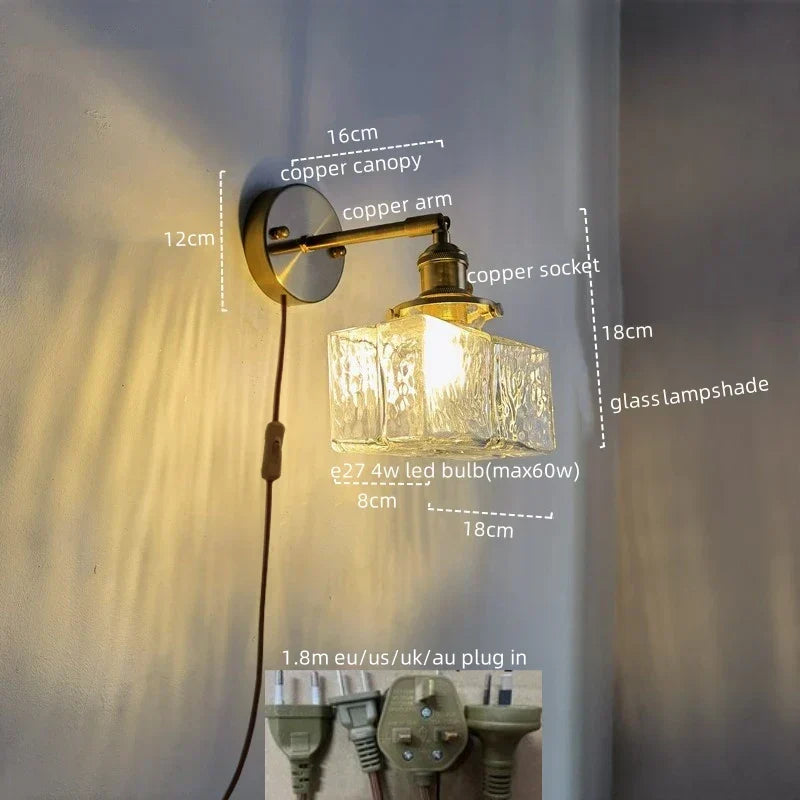 DecorBites™ Glass Copper LED Wall Lamp Modern Corridor Bedside Light