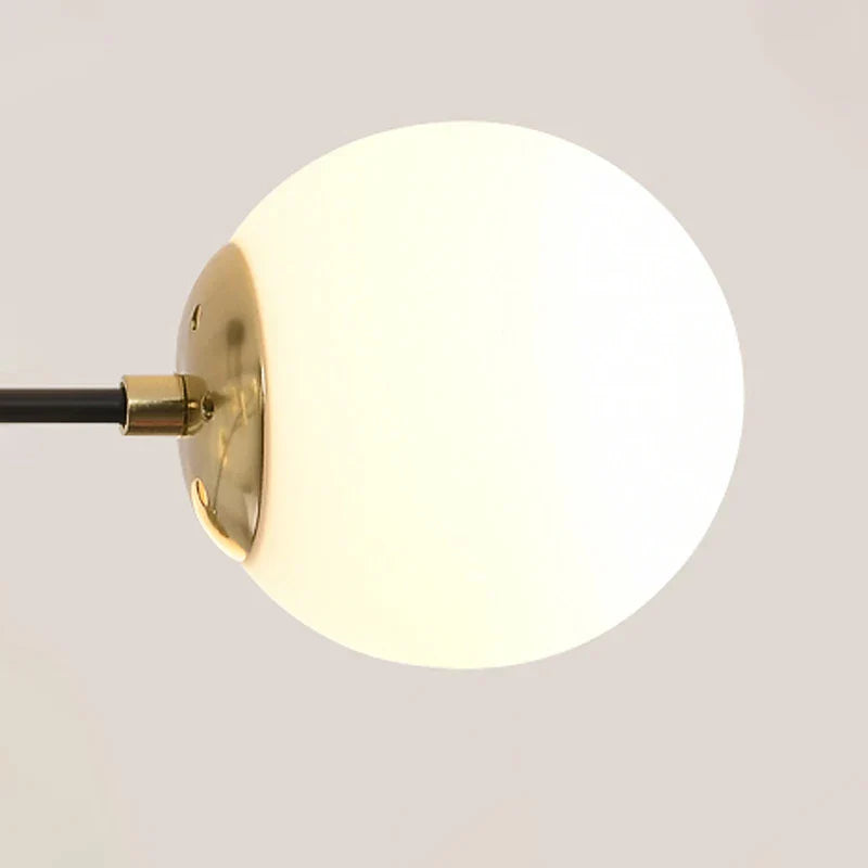 DecorBites™ Black & Gold LED Chandelier: Modern E27 Glass Ball Lamp for Home Lighting