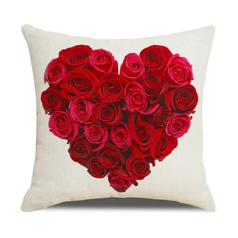 DecorBites™ Cartoon Cat Linen Pillowcase 45x45cm Couple Love Cushion Covers for Living Room
