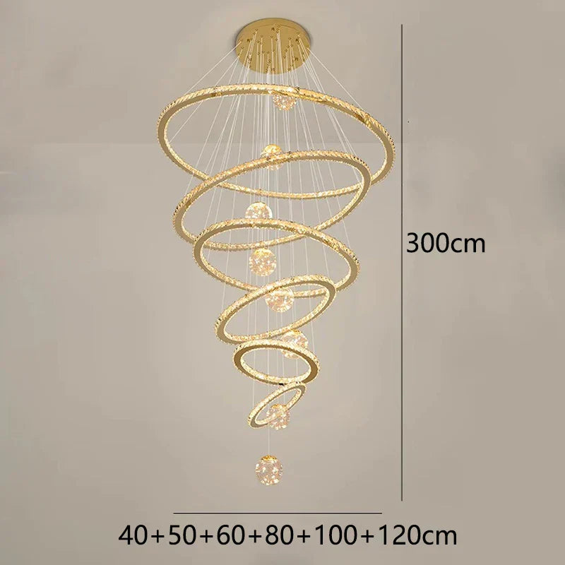 DecorBites™ Crystal Chandelier Stair Pendant Lamp Living Room Interior Lighting