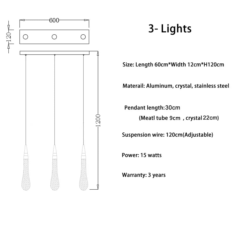DecorBites™ Crystal Tear Drop Chandelier for Staircase, LED Pendant Light in Gold - Indoor Decor