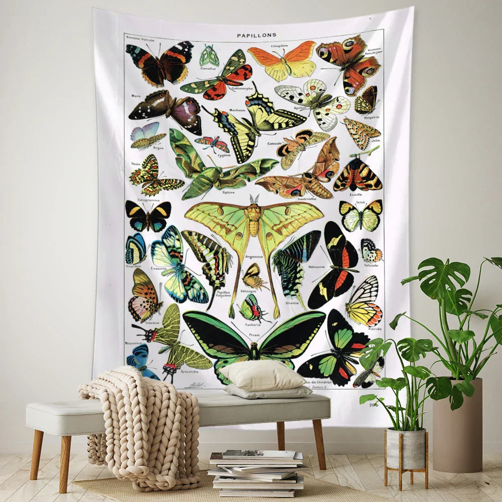 DecorBites™ Butterfly Map Tapestry Wall Hanging: Bohemian Room Decor