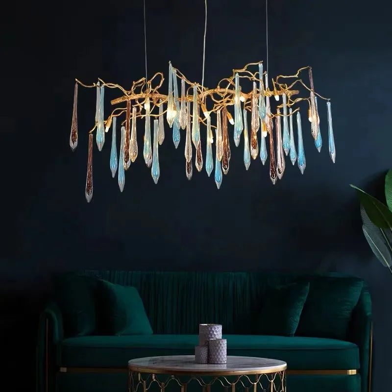 DecorBites™ Gold LED Branch Chandelier for Living Room, Bedroom, Hotel - Modern Luxury Aluminum Pendant Light