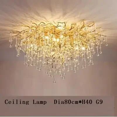 DecorBites™ Crystal LED Living Room Chandelier, Modern Luxury Water Drop Pendant Lamp