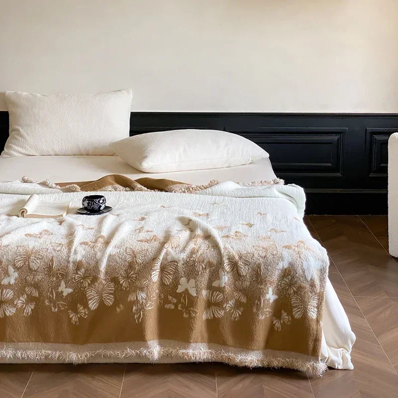 DecorBites™ Butterfly Jacquard Imitation Mink Fur Warm Blanket