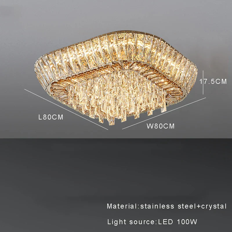 DecorBites™ Amber Crystal Ceiling Chandelier: Luxe LED Home Decor Light Fixture
