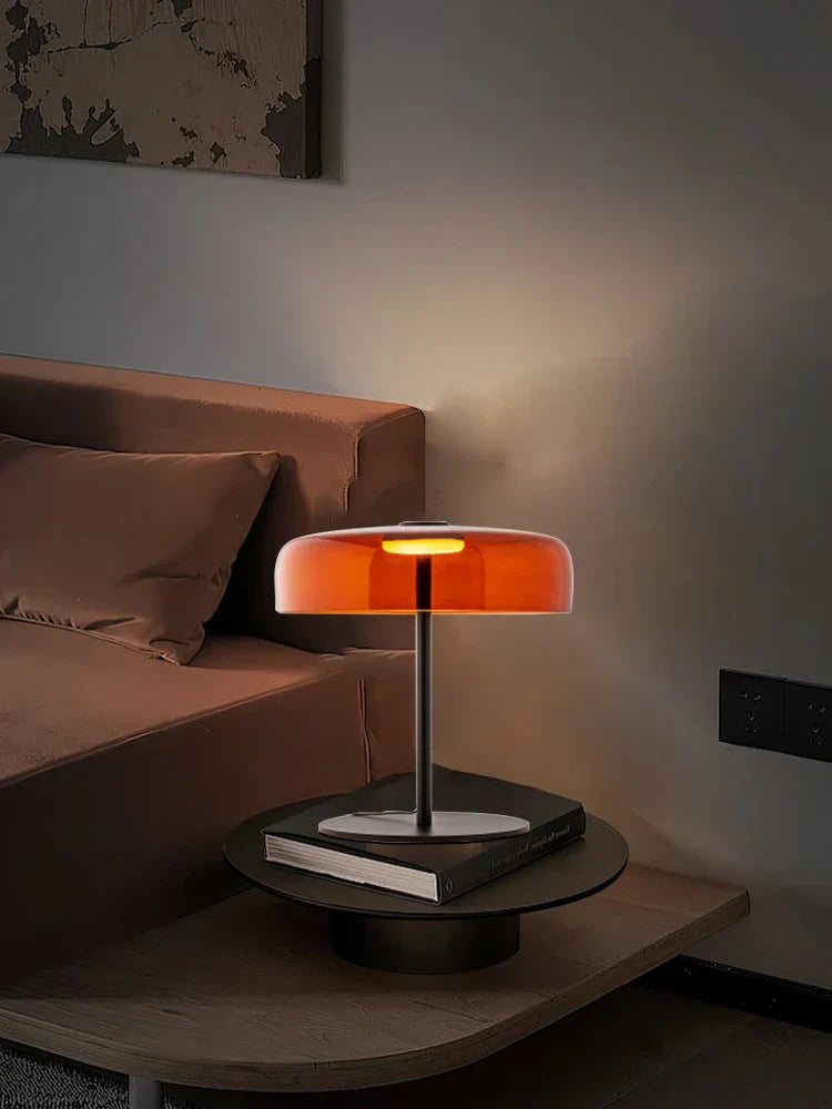 DecorBites™ Glass Amber Green LED Table Lamp Nightstand Bedroom Living Room Decor
