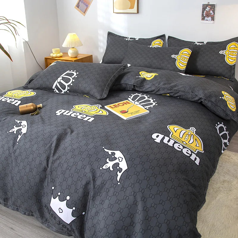DecorBites™ Lattice Plant Geometric Pattern Bedding Set with Sheet Pillows