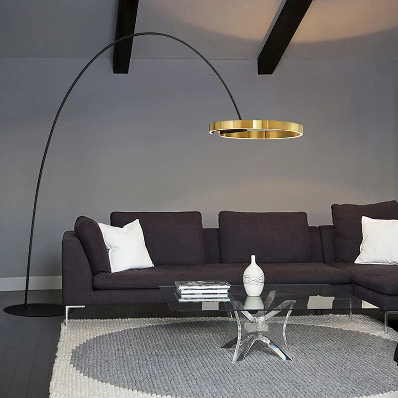 DecorBites™ Gouden Koperen Zwarte Dimbare LED Vloerlamp voor Woonkamer en Hotel