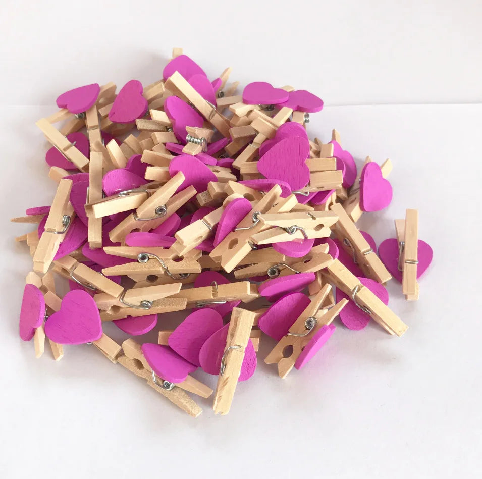 DecorBites™ 50-Piece Mini Wooden Clips for Photos Crafts, 25mm Small Clothespin Decoration
